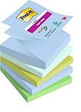 Post-it Super Sticky Z-Notes Oasis Collection, Packung mit 5 Blöcken, 90 Blatt pro Block, 76 mm x 76 mm, Blau, Grün - Extra-stark klebende Notizzettel für Notizen, To-Do-Listen und Erinnerungen