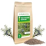 Purgrün® Wacholder-Dünger 1 kg – Organisch-mineralische Rezeptur – Feinkörniges Krümelgranulat – NPK 5+4+6 – Extra Magnesium für leuchtend grüne Nadeln – Verbessert die Bodenqualität