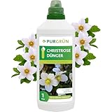 Purgrün® Christrose-Dünger 1 Liter – Leuchtende Blüten dank Guano – Premium-Dünger mit Spurennährstoffen – Verbessert die Wasserverteilung – Ergiebiges Konzentrat für ca 600 Liter Gießwasser