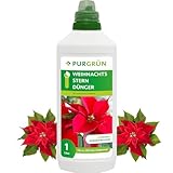 Purgrün® Weihnachtsstern-Dünger | Für intensiv leuchtende Hochblätter | Extra Kalium fördert die Widerstandskraft | Ergiebiges Konzentrat für 200 Liter Gießwasser | Premium-Flüssigdünger | 1 Liter