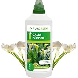 Purgrün® Calla-Dünger | Organisch-mineralische Rezeptur | Premium-Flüssigdünger mit Spurennährstoffen | NPK 8+8+6 | Mit Guano & Aqua Plus | Für leuchtende Blüten | 1 Liter