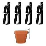 BEVIEVER Eisen Pflanzenhaken Blumentopf Haken für hängend 10-23cm Terrakotta Töpfe, Blumenampel Halterung Pflanzenhaken Outdoor Blumentopf Clips, 4er Pack