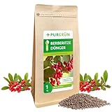 Purgrün® Bio-Berberitze-Dünger 1 kg– Organisch-mineralische Rezeptur – Feinkörniges Krümelgranulat – NPK 6+3+8 – Mit Magnesium für prächtige Beeren – Verbessert die Bodenqualität